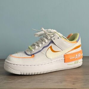 Nike Kids Air Force 1 Shadow White Orange Purple Sneakers